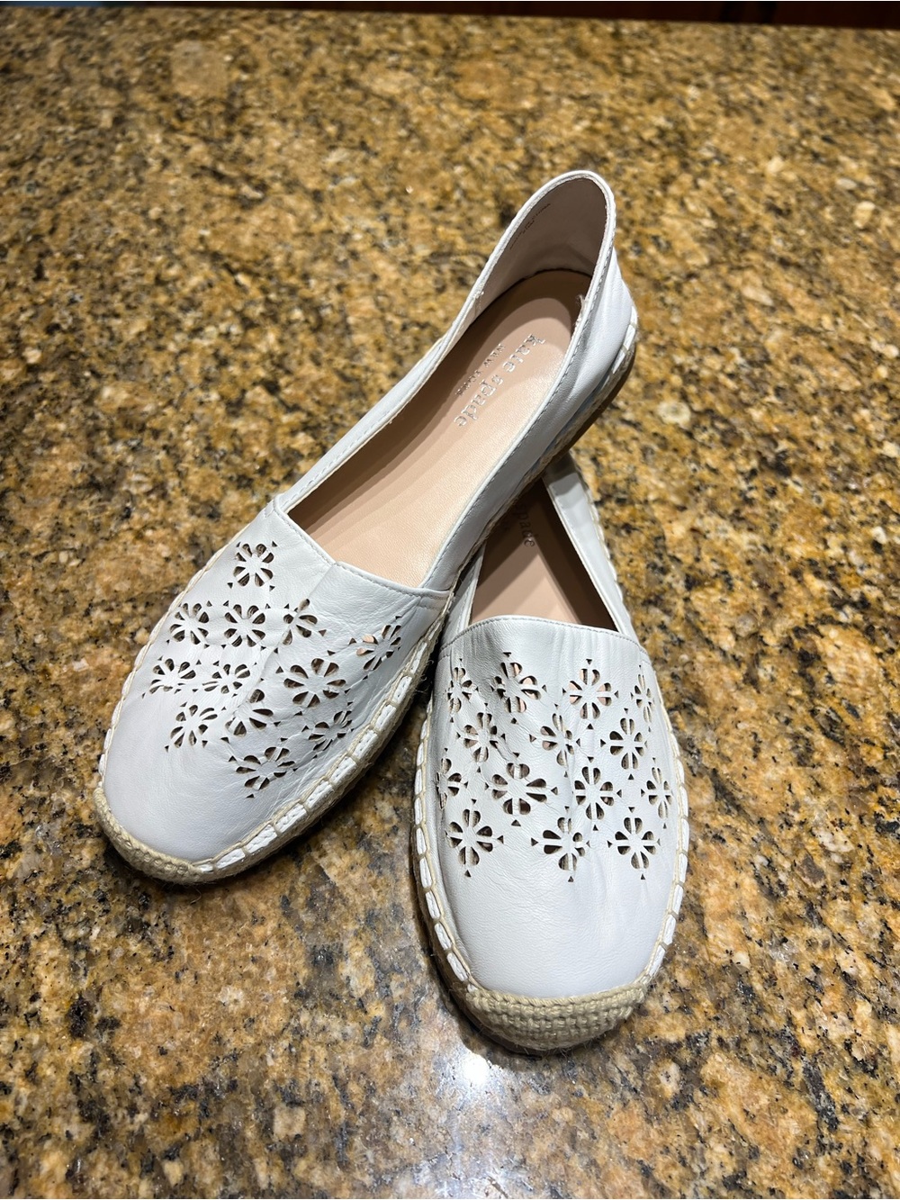 kate spade White Laser-Cut Espadrille Flats
